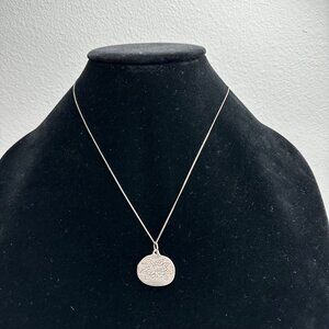 Baroni 925 Sterling Silver Stamped Lotus Flower Pendant Sterling Chain Necklace